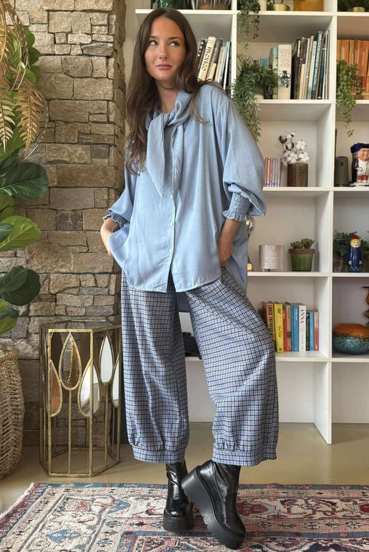 Perfect Chambray Denim Neckerchief Blouse Light